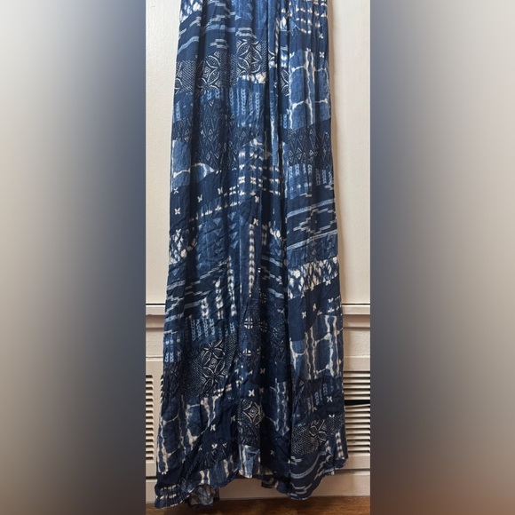 NWT Tysa Garbo Indigo Seas Blue White Patchwork Print Maxi Wrap Dress Size 2 - Picture 12 of 14